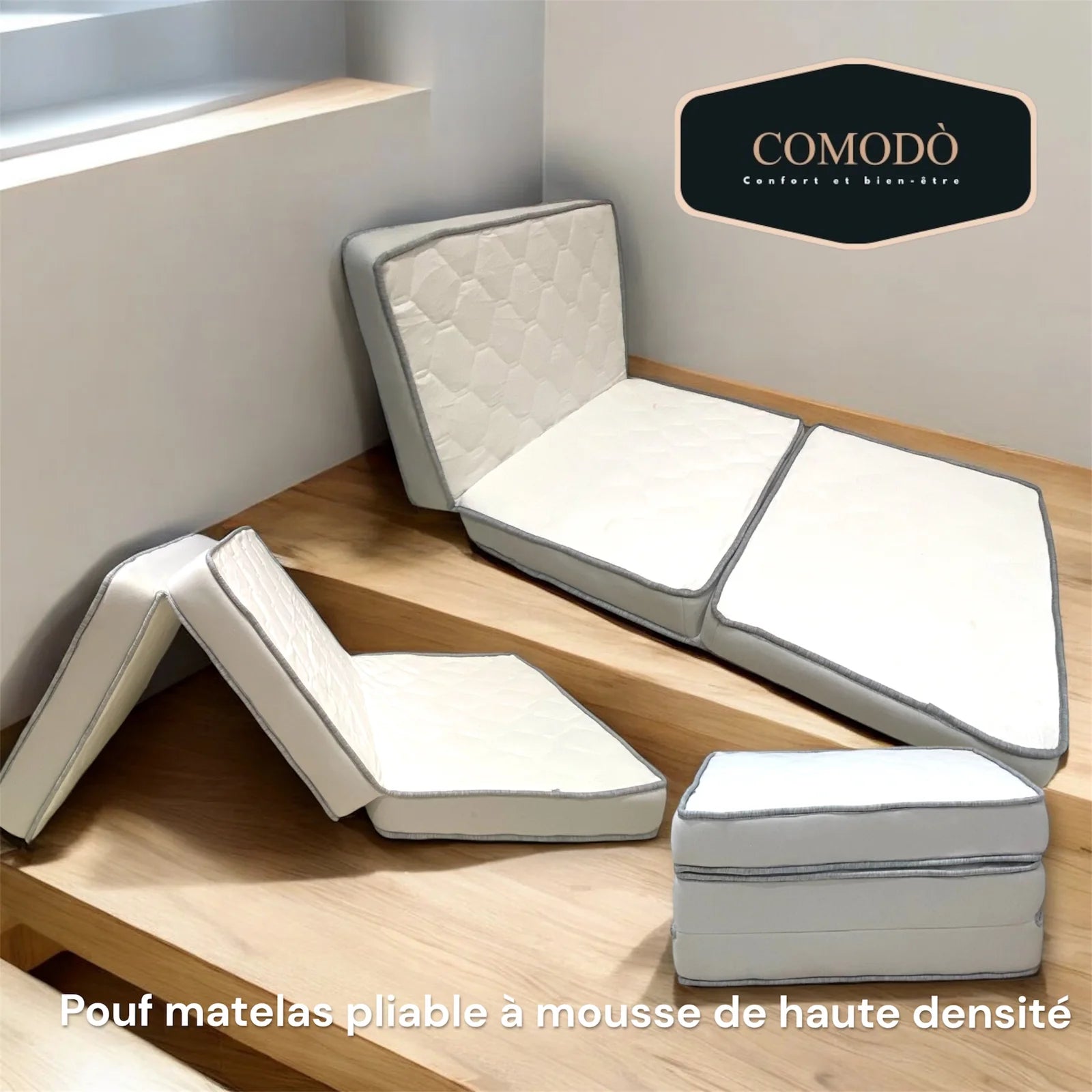 POUF MATELAS PLIABLE DOUBLE BORDURE 70CM x180CM x10CM