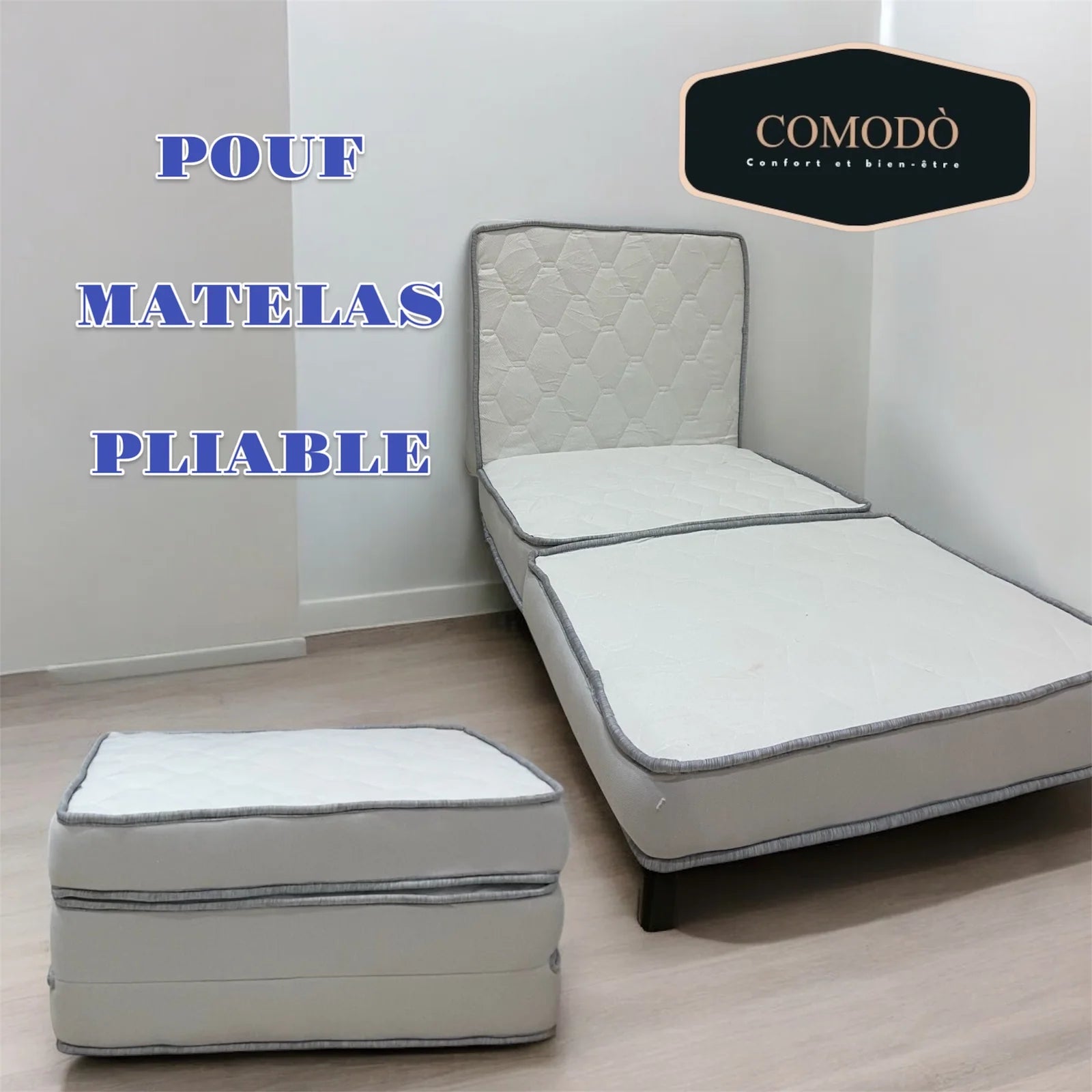 POUF MATELAS PLIABLE DOUBLE BORDURE 70CM x180CM x10CM